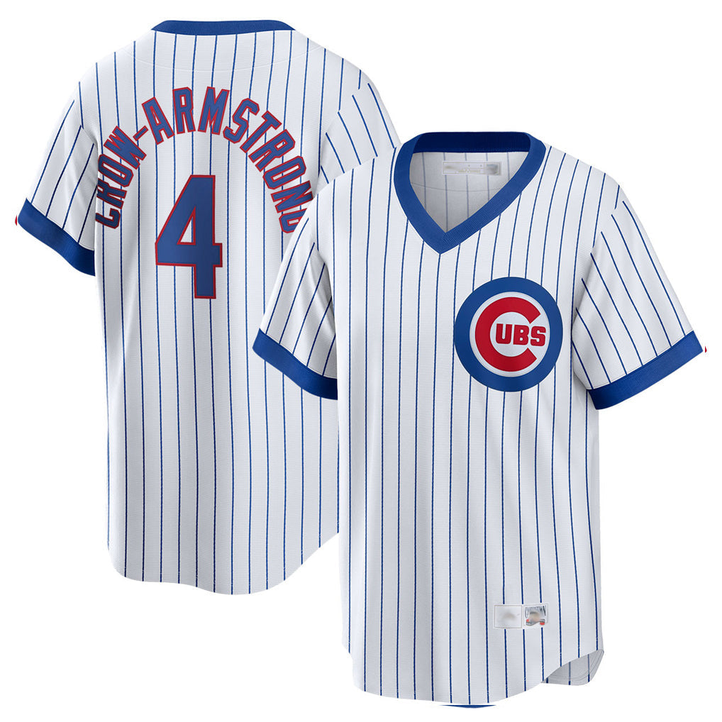 Rebec C.Cubs #4 Pete Crow-Armstrong Player White T-shirt Cooperstown Collection Limited Stitched Jerseys