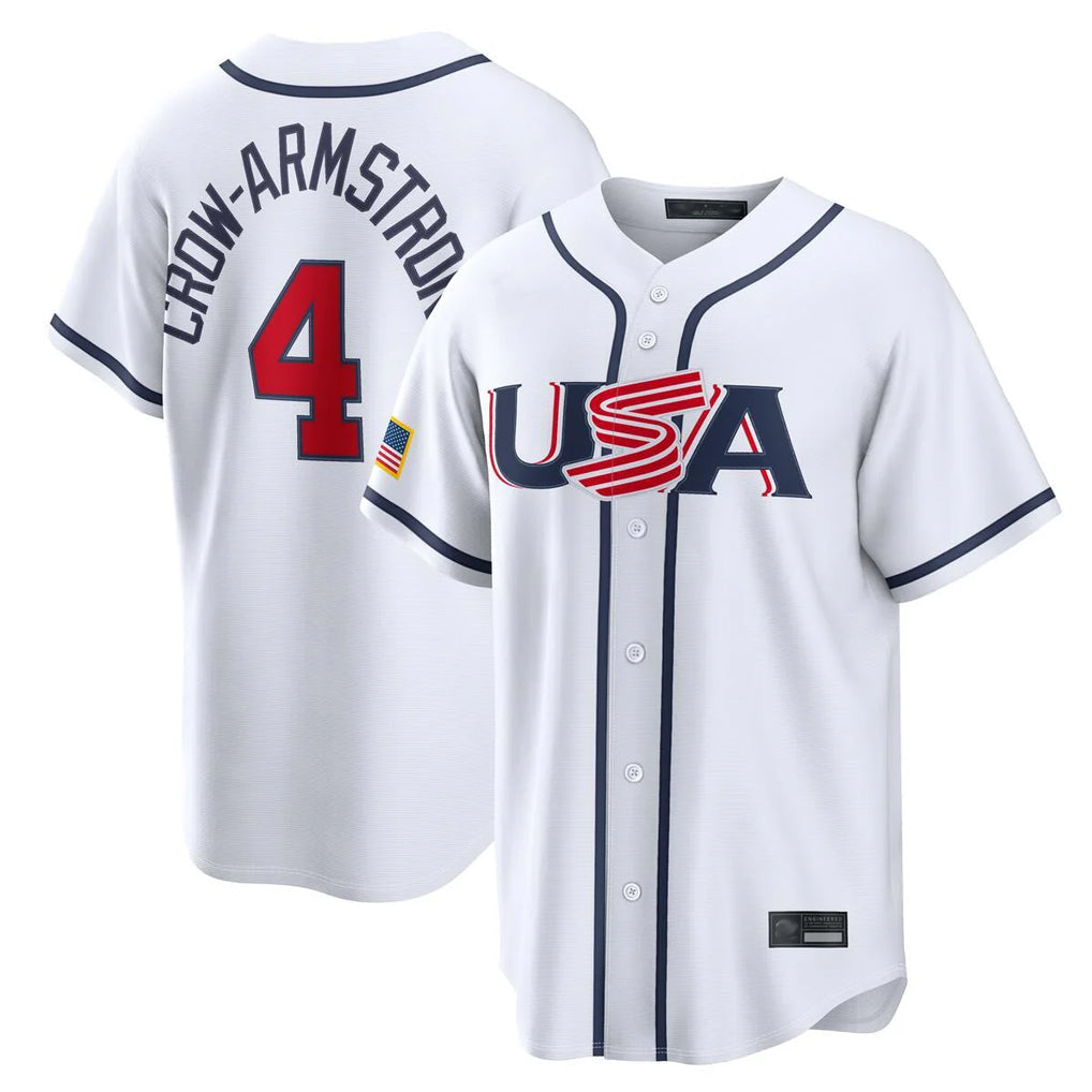 Rebec C.Cubs #4 Pete Crow-Armstrong Player White USA 2026 World Classic Home Limited Stitched Jerseys