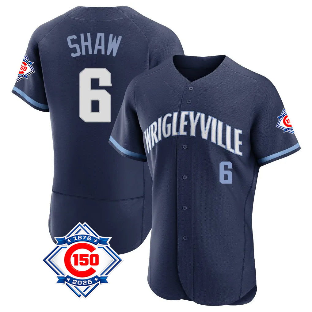 Rebec C.Cubs #6 Matt Shaw Player Navy City Connect 150th Anniversary Limited Elite Home Stitched Jerseys