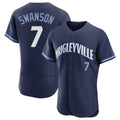 Rebec C.Cubs #7 Dansby Swanson Player Navy City Connect Limited Elite Home Stitched Jerseys