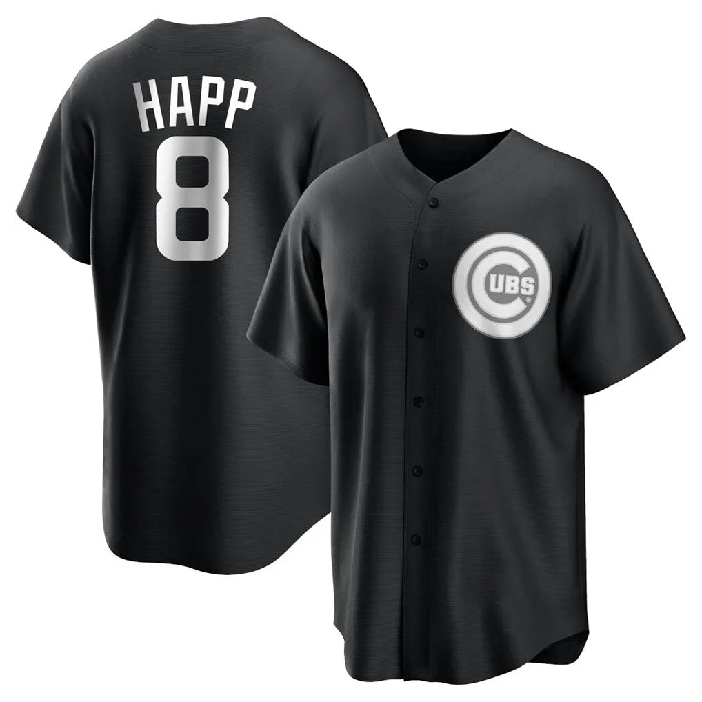Rebec C.Cubs #8 Ian Happ Player Black Game Stitched Jerseys