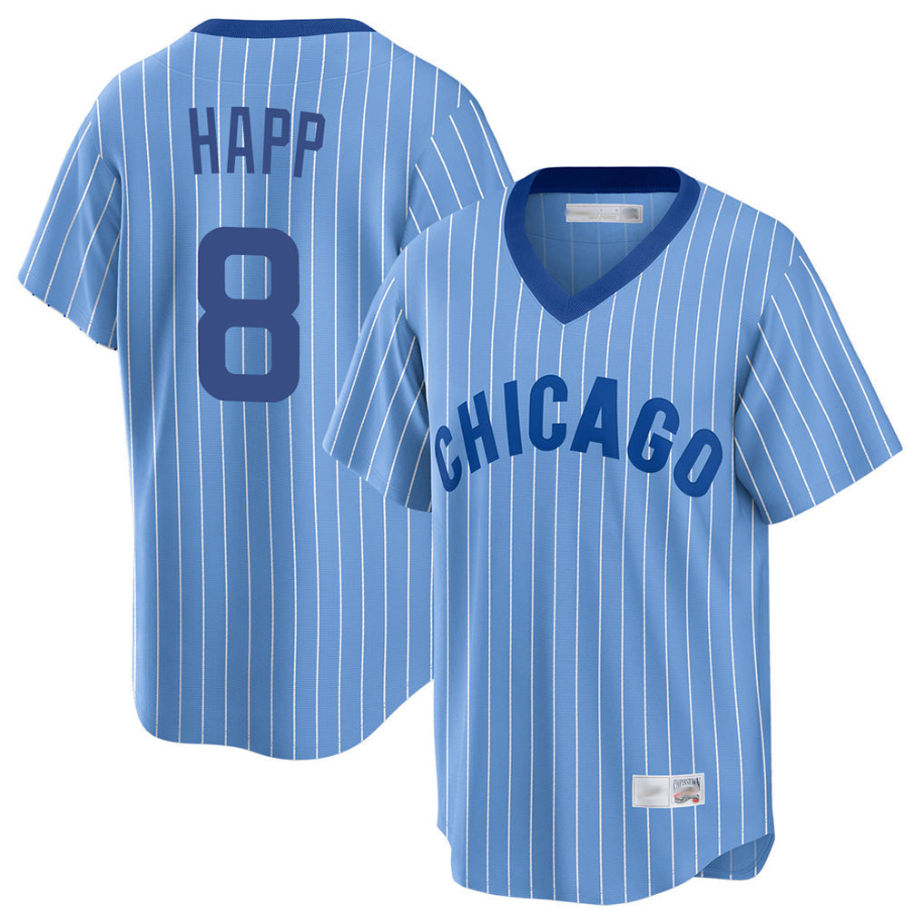 Rebec C.Cubs #8 Ian Happ Player Blue T-shirt Cooperstown Collection Limited Stitched Jerseys