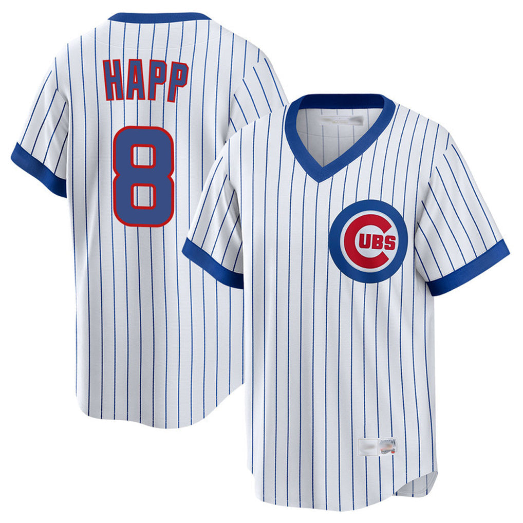 Rebec C.Cubs #8 Ian Happ Player White T-shirt Cooperstown Collection Limited Stitched Jerseys