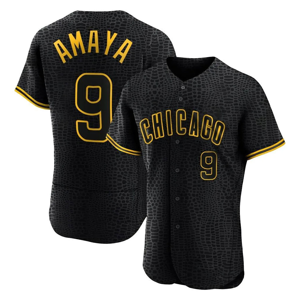 Rebec C.Cubs #9 Miguel Amaya Player Black Snake Skin City Limited Elite Home Game Stitched Jerseys