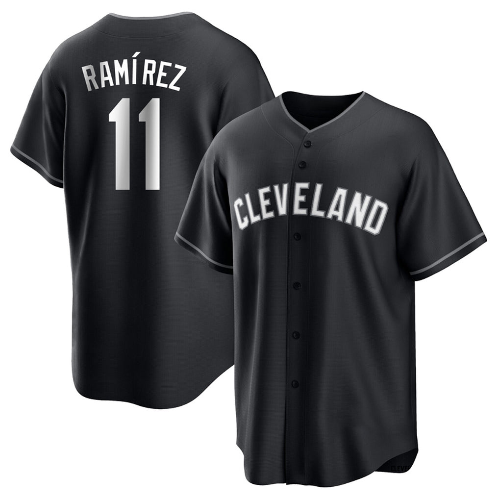 Rebec C.Guardians #11 Jose Ramirez Player Black Home Game Stitched Jerseys