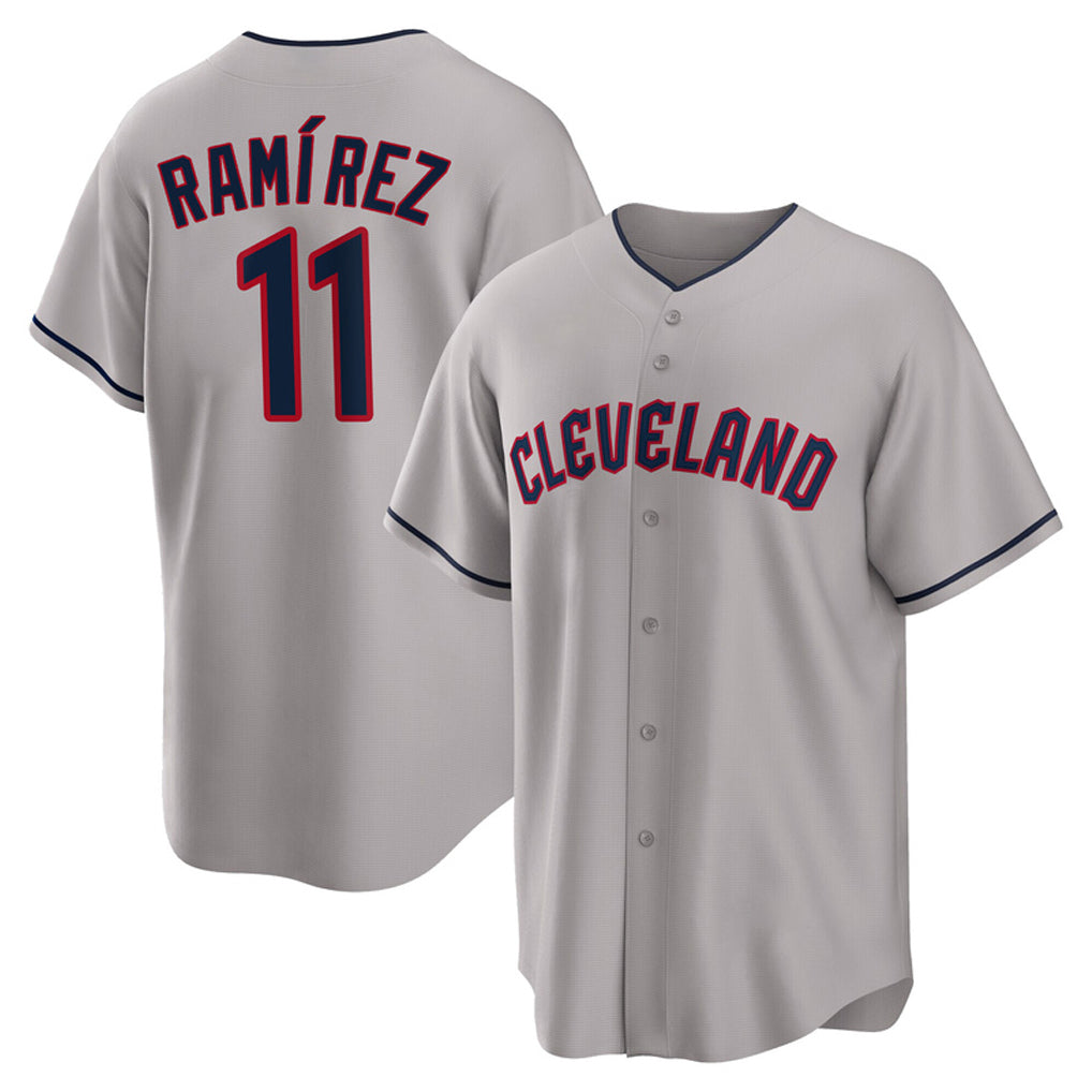 Rebec C.Guardians #11 Jose Ramirez Player Gray Game Home Stitched Jerseys