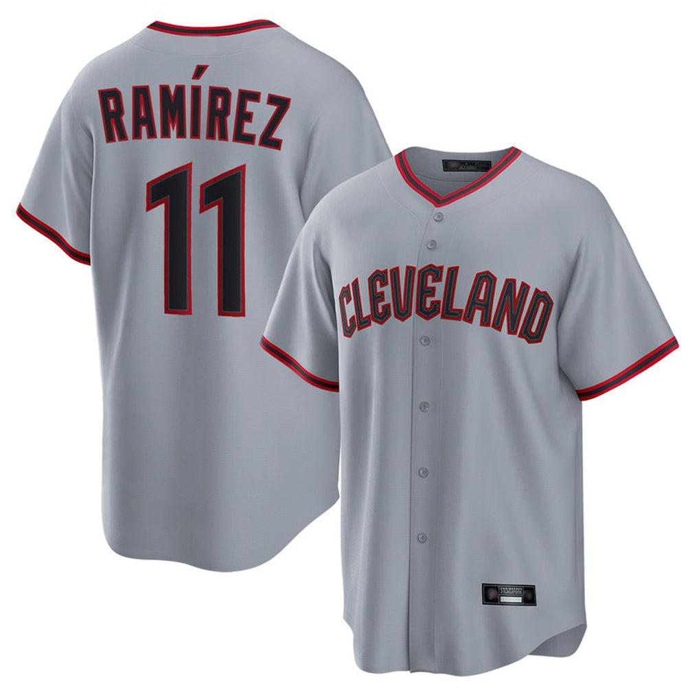 Rebec C.Guardians #11 Jose Ramirez Player Gray Home Game Stitched Jerseys