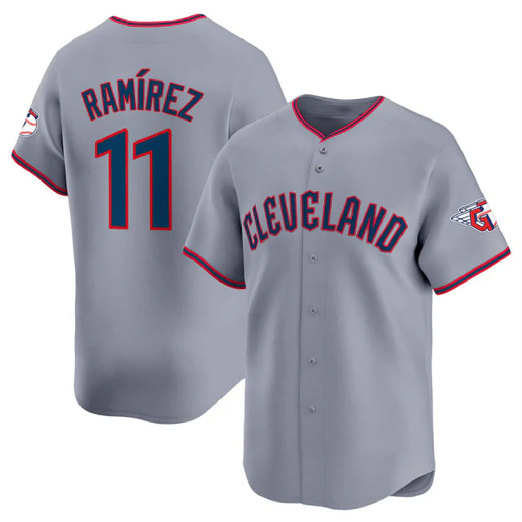 Rebec C.Guardians #11 Jose Ramirez Player Gray Road Limited Home Game Stitched Jerseys