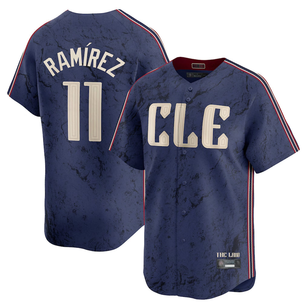 Rebec C.Guardians #11 Jose Ramirez Player Navy City Connect Limited Home Stitched Jerseys