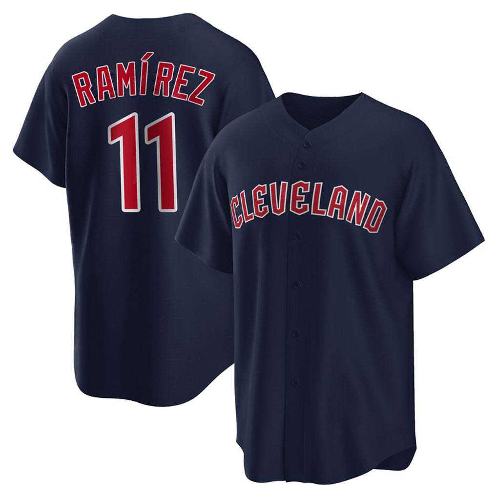 Rebec C.Guardians #11 Jose Ramirez Player Navy Game Home Stitched Jerseys