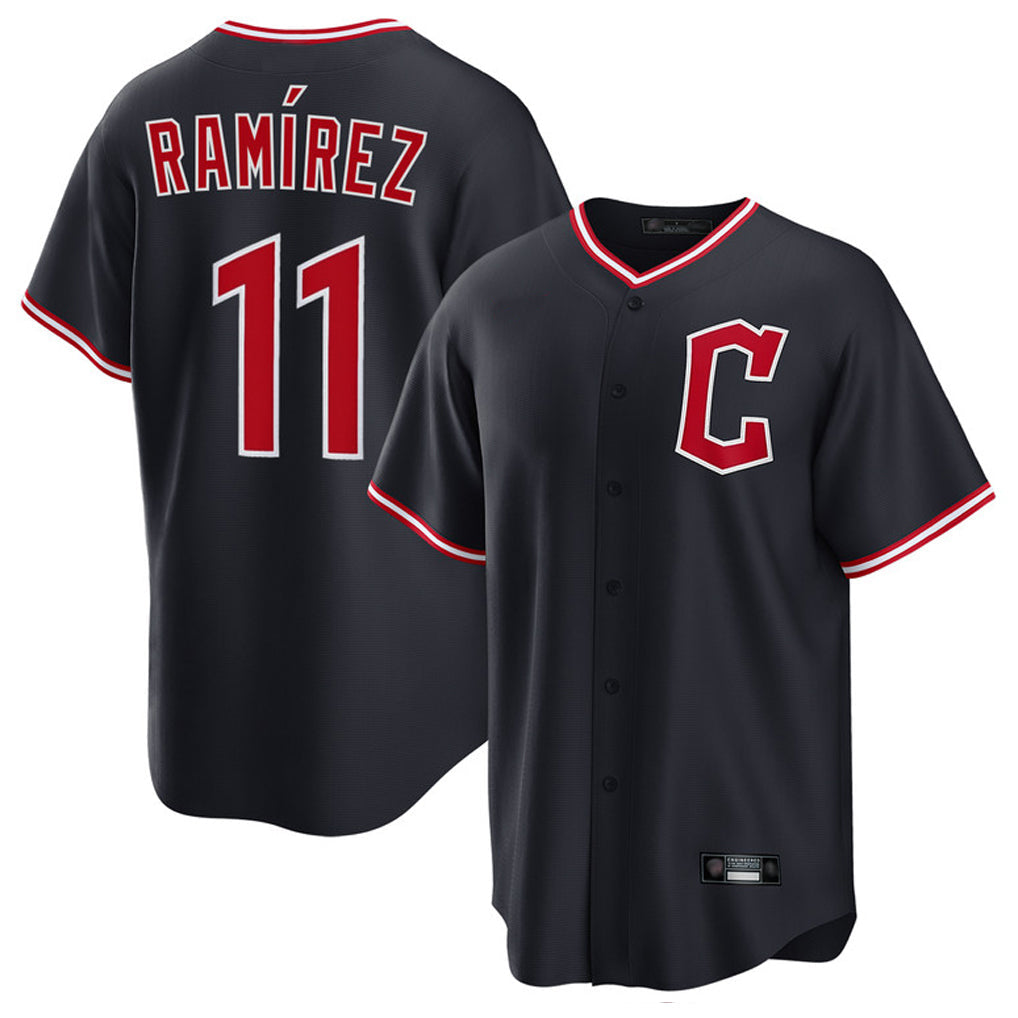 Rebec C.Guardians #11 Jose Ramirez Player Navy Home Game Stitched Jerseys