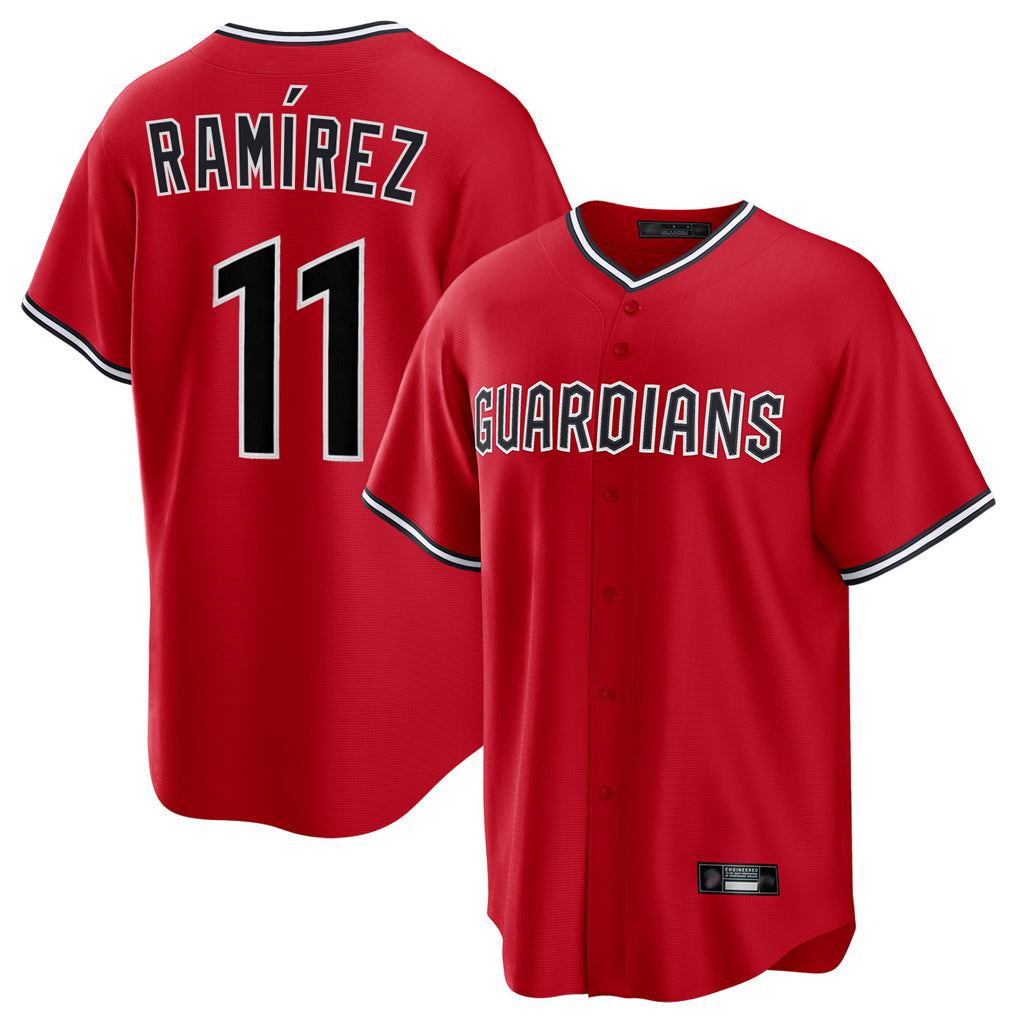 Rebec C.Guardians #11 Jose Ramirez Player Red Home Game Stitched Jerseys