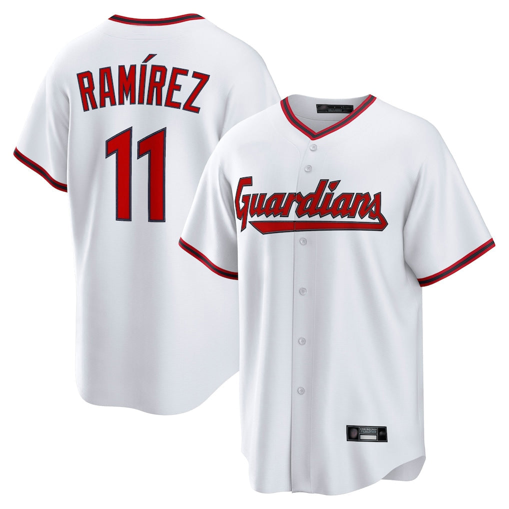 Rebec C.Guardians #11 Jose Ramirez Player White Game Home Stitched Jerseys