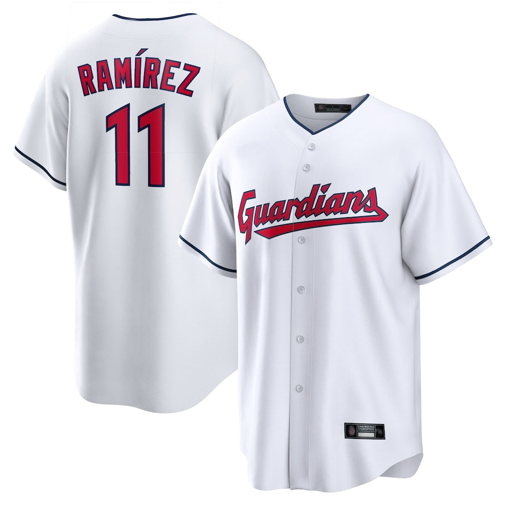 Rebec C.Guardians #11 Jose Ramirez Player White Home Game Stitched Jerseys