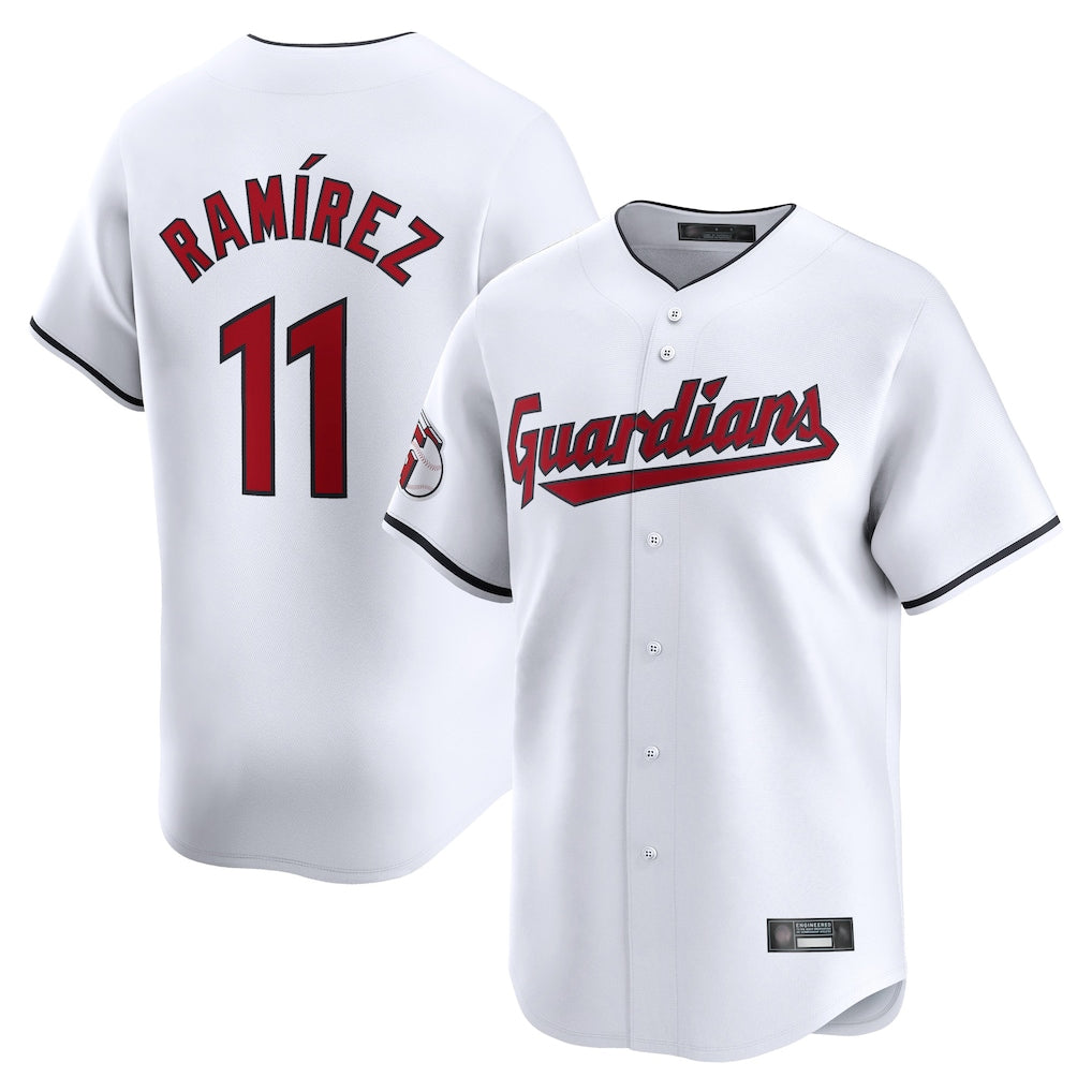 Rebec C.Guardians #11 Jose Ramirez Player White Limited Home Stitched Jerseys