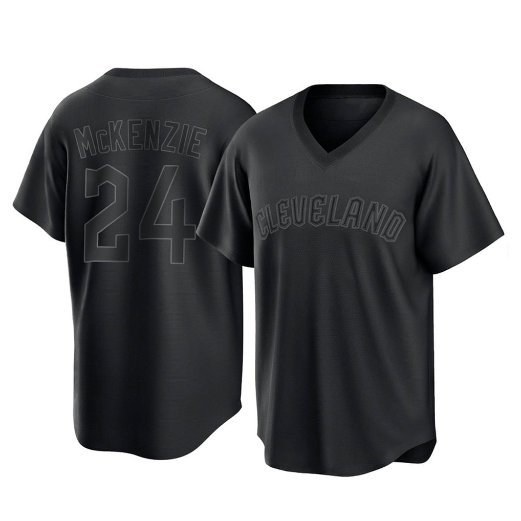 Rebec C.Guardians #24 Triston McKenzie Player Black T-shirt Home Game Stitched Jerseys