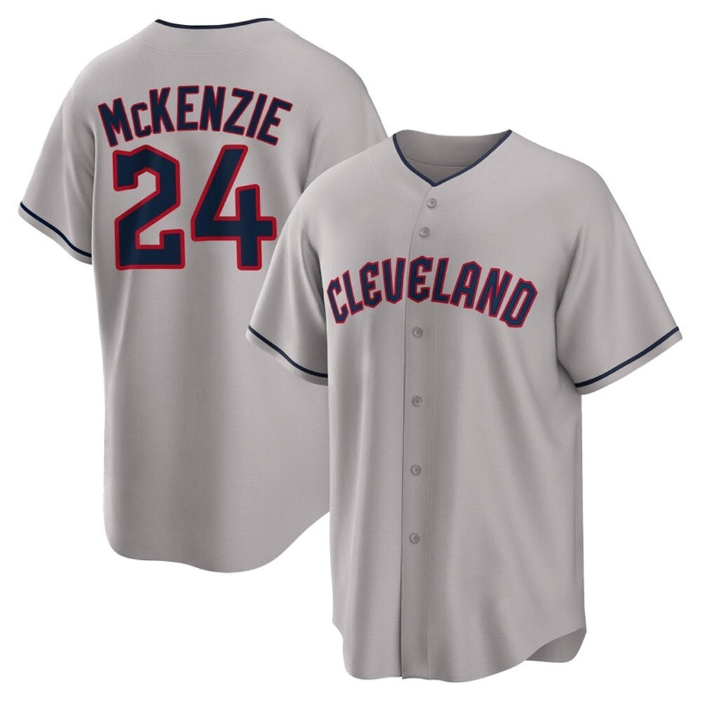 Rebec C.Guardians #24 Triston McKenzie Player Gray Game Home Stitched Jerseys