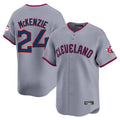 Rebec C.Guardians #24 Triston McKenzie Player Gray Road Limited Home Game Stitched Jerseys