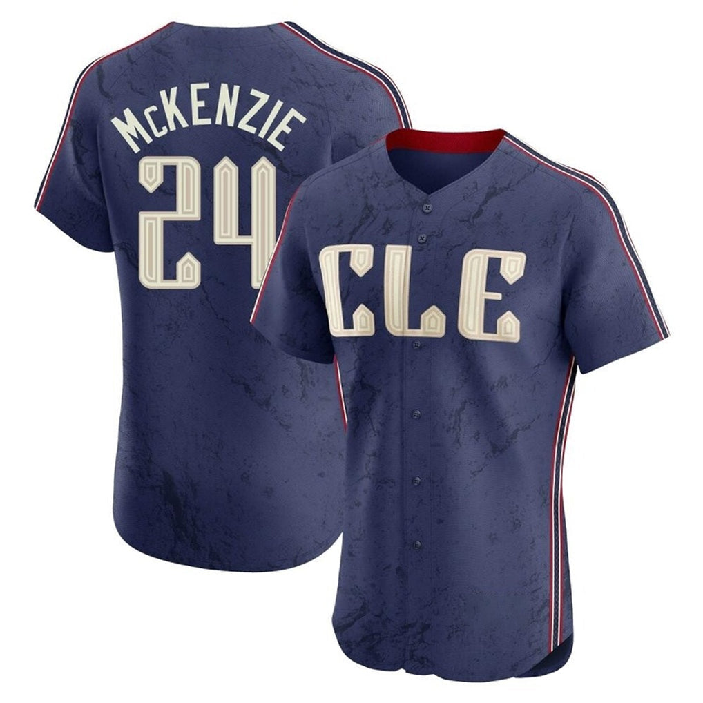 Rebec C.Guardians #24 Triston McKenzie Player Navy City Connect Limited Elite Home Stitched Jerseys