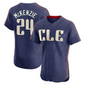Rebec C.Guardians #24 Triston McKenzie Player Navy City Connect Limited Elite Home Stitched Jerseys