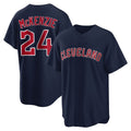 Rebec C.Guardians #24 Triston McKenzie Player Navy Game Home Stitched Jerseys
