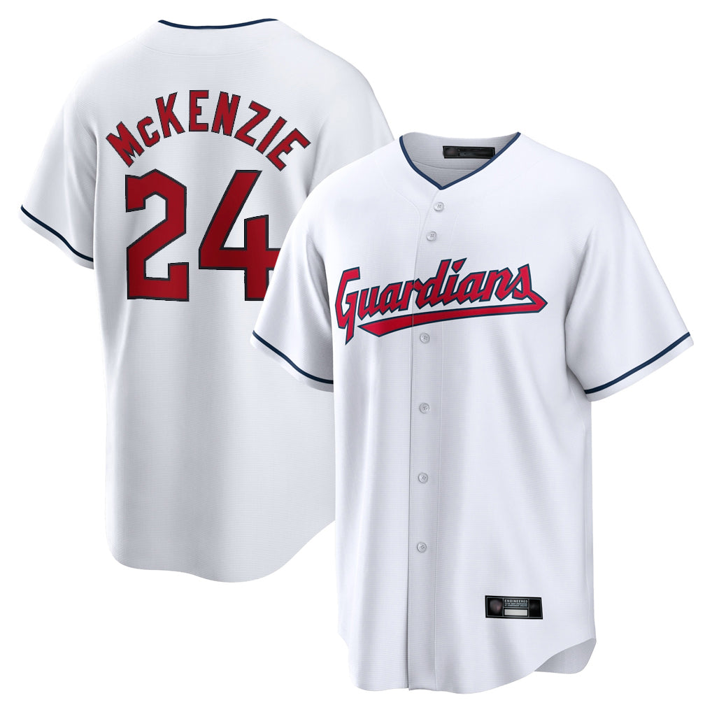 Rebec C.Guardians #24 Triston McKenzie Player White Home Game Stitched Jerseys