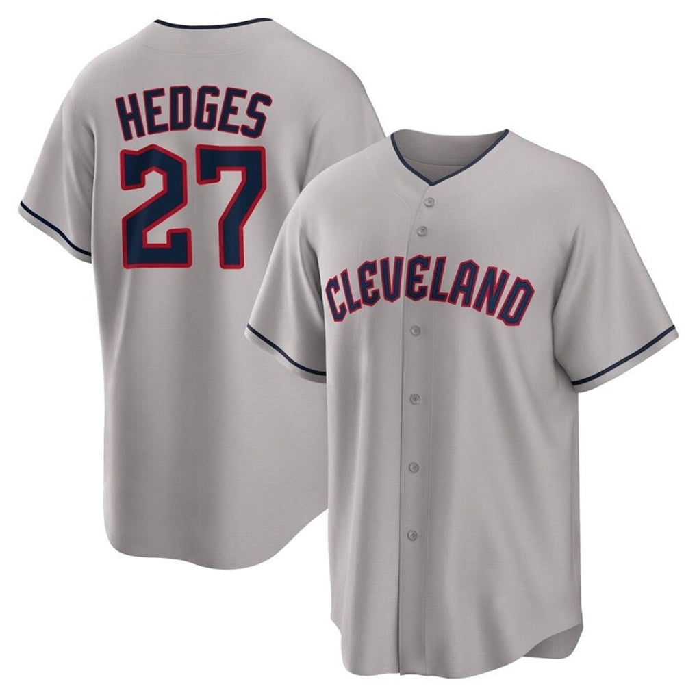 Rebec C.Guardians #27 Austin Hedges Player Gray Game Home Stitched Jerseys