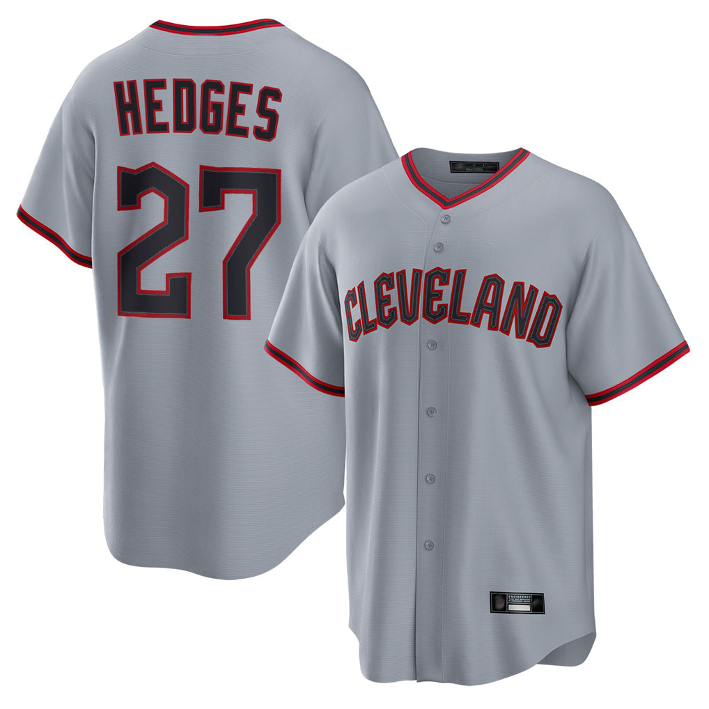 Rebec C.Guardians #27 Austin Hedges Player Gray Home Game Stitched Jerseys