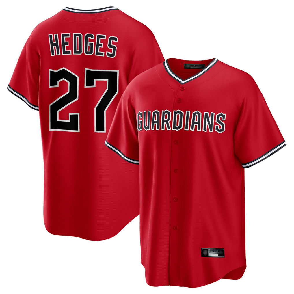 Rebec C.Guardians #27 Austin Hedges Player Red Home Game Stitched Jerseys