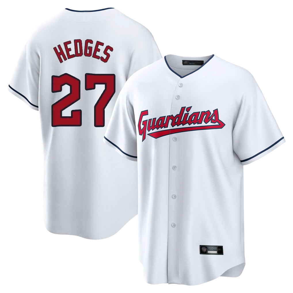 Rebec C.Guardians #27 Austin Hedges Player White Home Game Stitched Jerseys