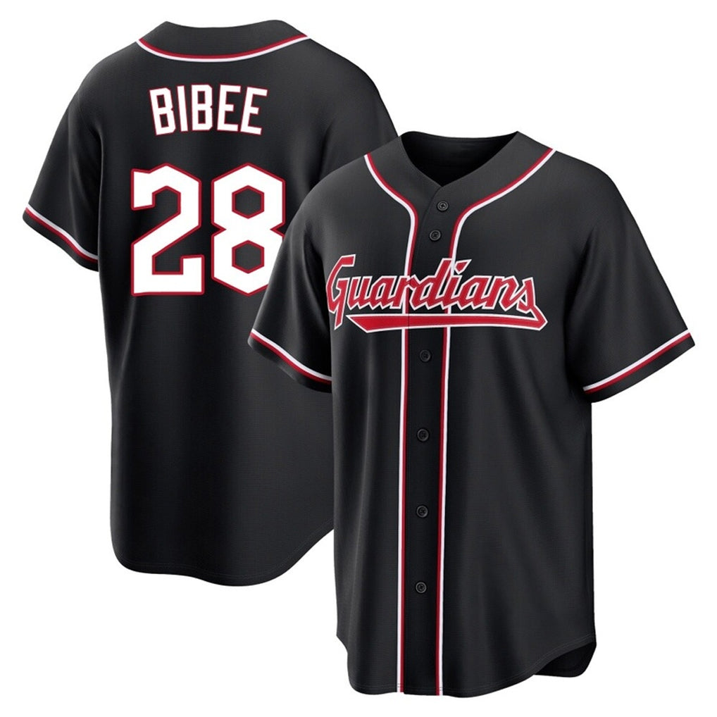 Rebec C.Guardians #28 Tanner Bibee Player Black Fashion Out Home Game Stitched Jerseys