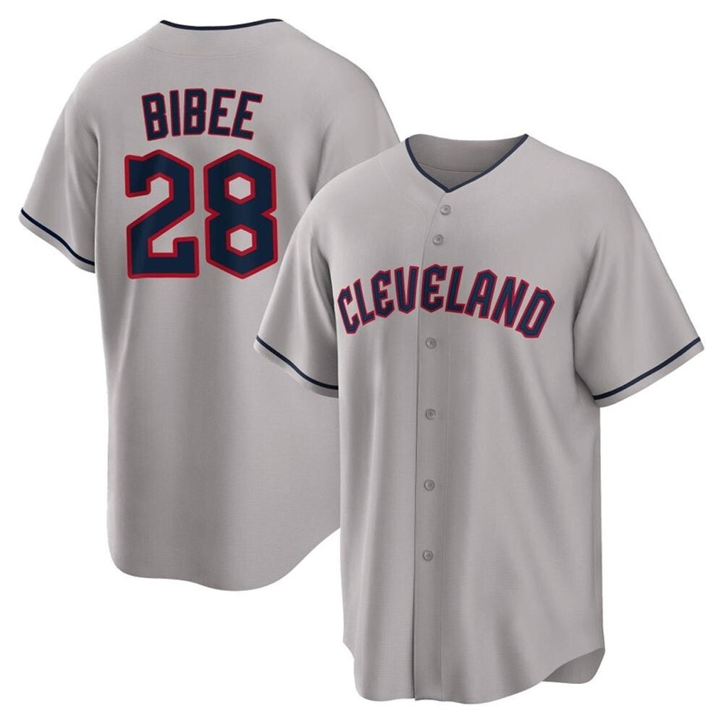 Rebec C.Guardians #28 Tanner Bibee Player Gray Game Home Stitched Jerseys