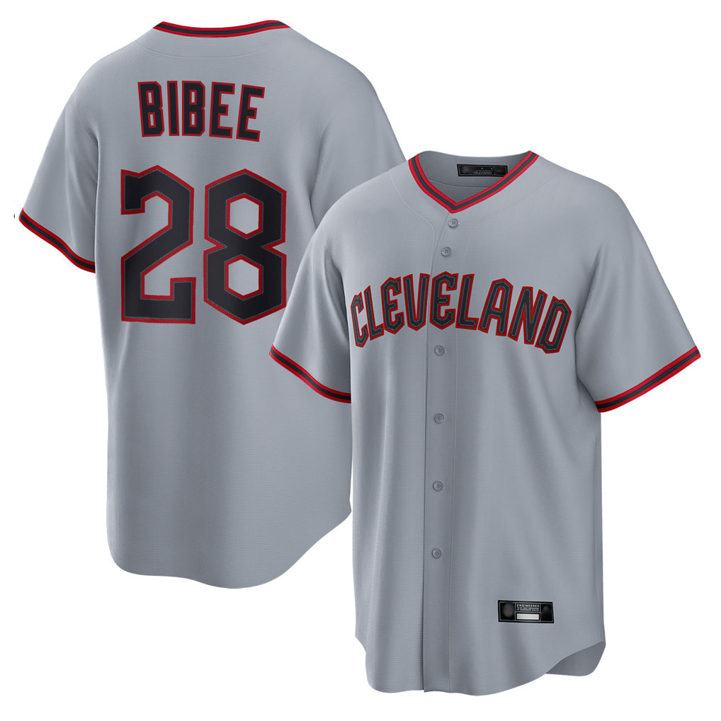 Rebec C.Guardians #28 Tanner Bibee Player Gray Home Game Stitched Jerseys