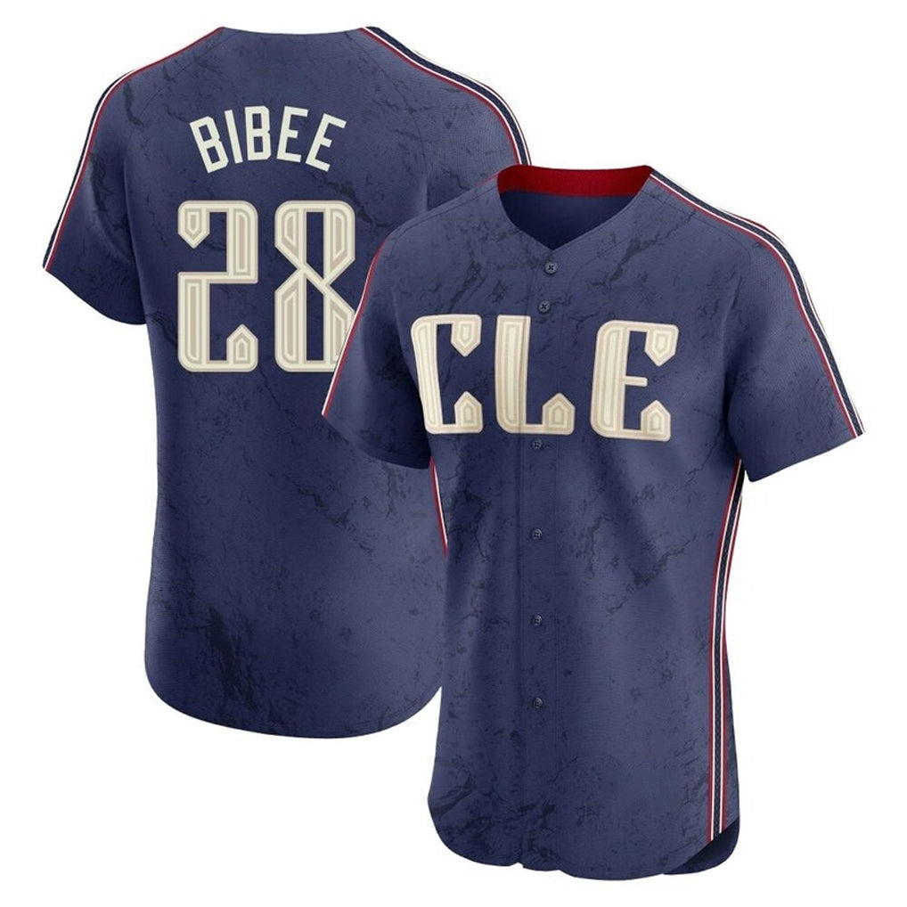 Rebec C.Guardians #28 Tanner Bibee Player Navy City Connect Limited Elite Home Stitched Jerseys