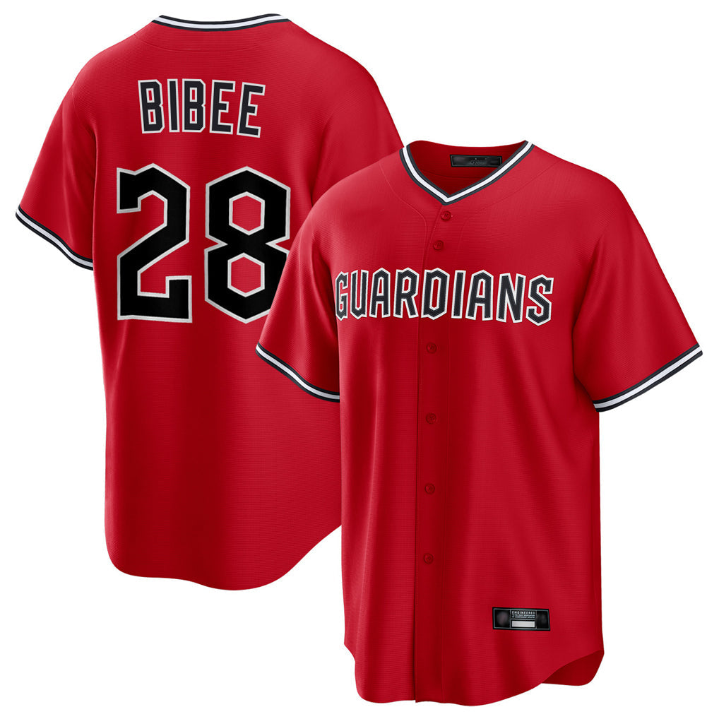 Rebec C.Guardians #28 Tanner Bibee Player Red Home Game Stitched Jerseys