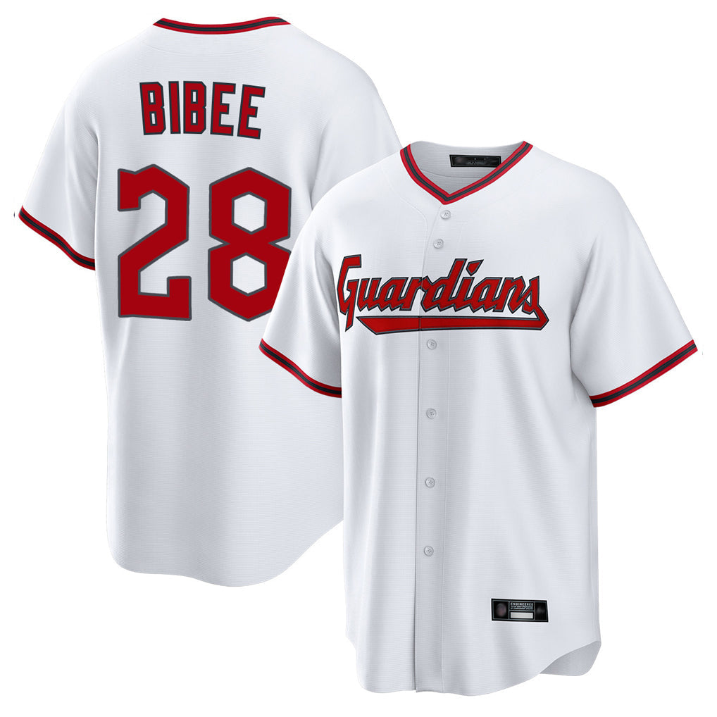 Rebec C.Guardians #28 Tanner Bibee Player White Game Home Stitched Jerseys