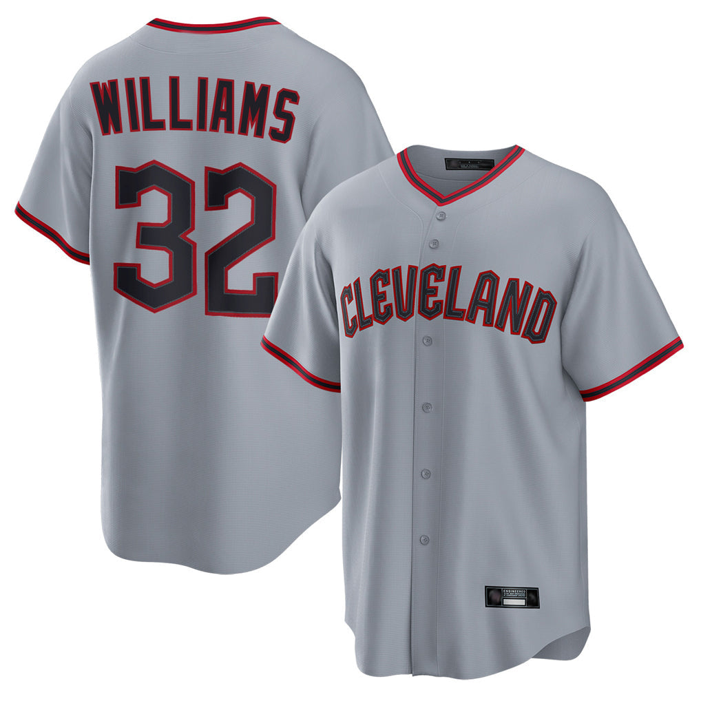 Rebec C.Guardians #32 Gavin Williams Player Gray Home Game Stitched Jerseys