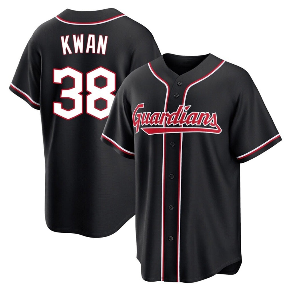 Rebec C.Guardians #38 Steven Kwan Player Black Fashion Out Home Game Stitched Jerseys