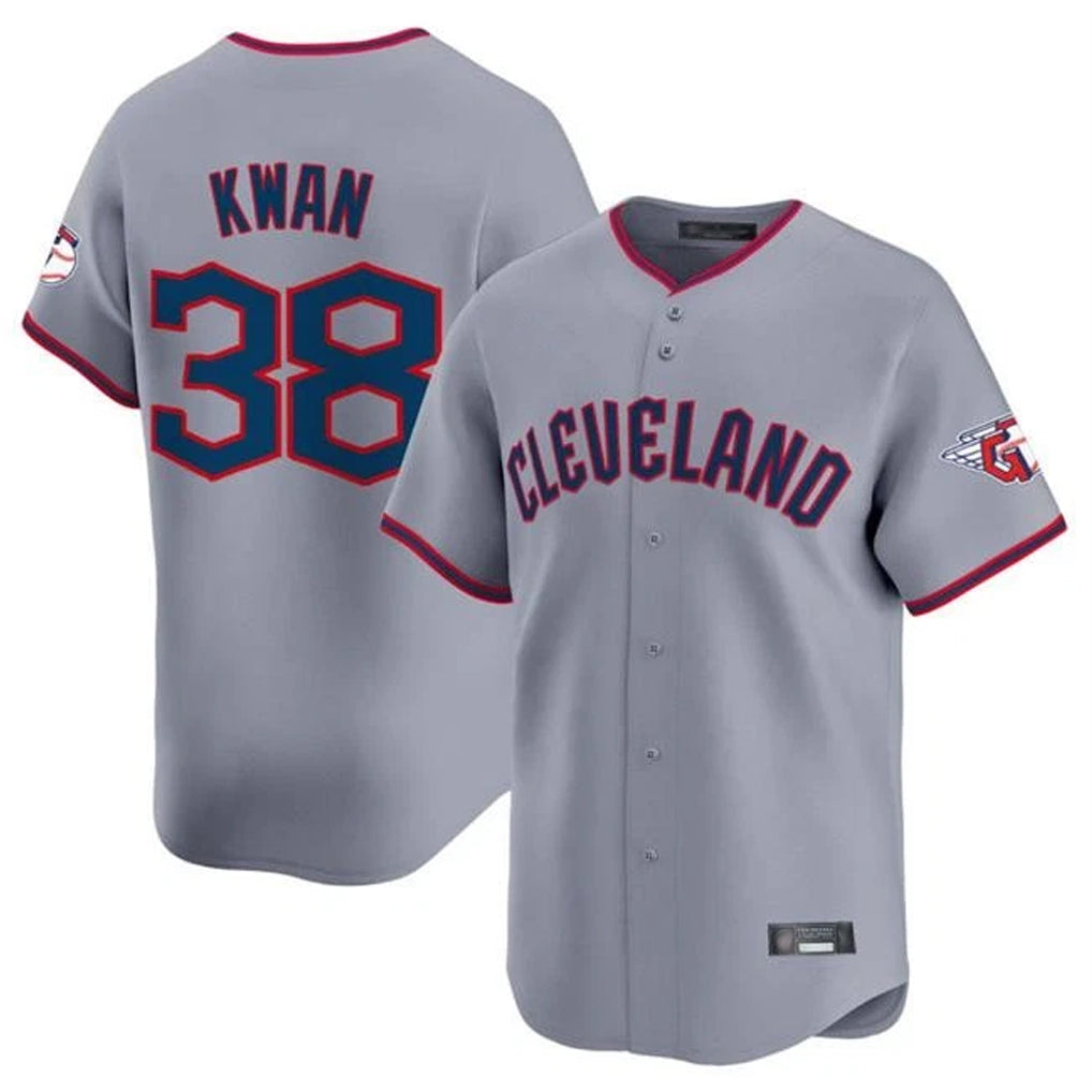 Rebec C.Guardians #38 Steven Kwan Player Gray Road Limited Home Game Stitched Jerseys