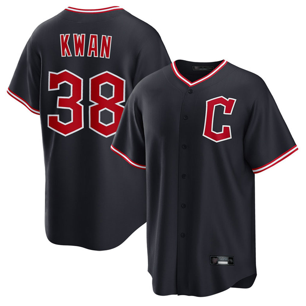 Rebec C.Guardians #38 Steven Kwan Player Navy Home Game Stitched Jerseys