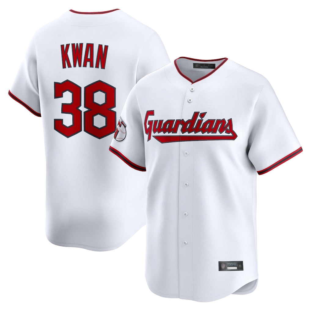 Rebec C.Guardians #38 Steven Kwan Player White Limited Home Game Stitched Jerseys