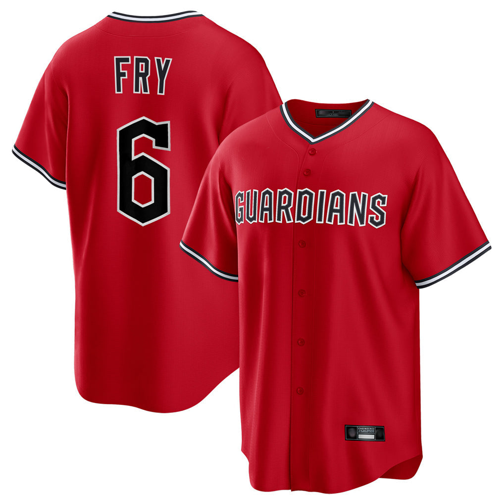 Rebec C.Guardians #6 David Fry Player Red Home Game Stitched Jerseys