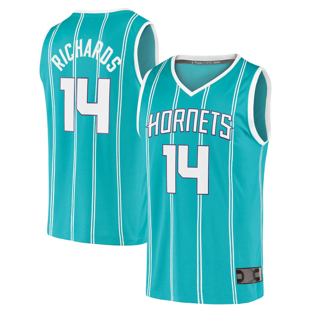 Rebec C.Hornets #14 Nick Richards Teal Fast Break Replica Jerseys - Icon Edition