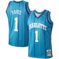Rebec C.Hornets #1 Baron Davis Mitchell & Ness Teal 199900 Hardwood Classics Swingman Jerseys