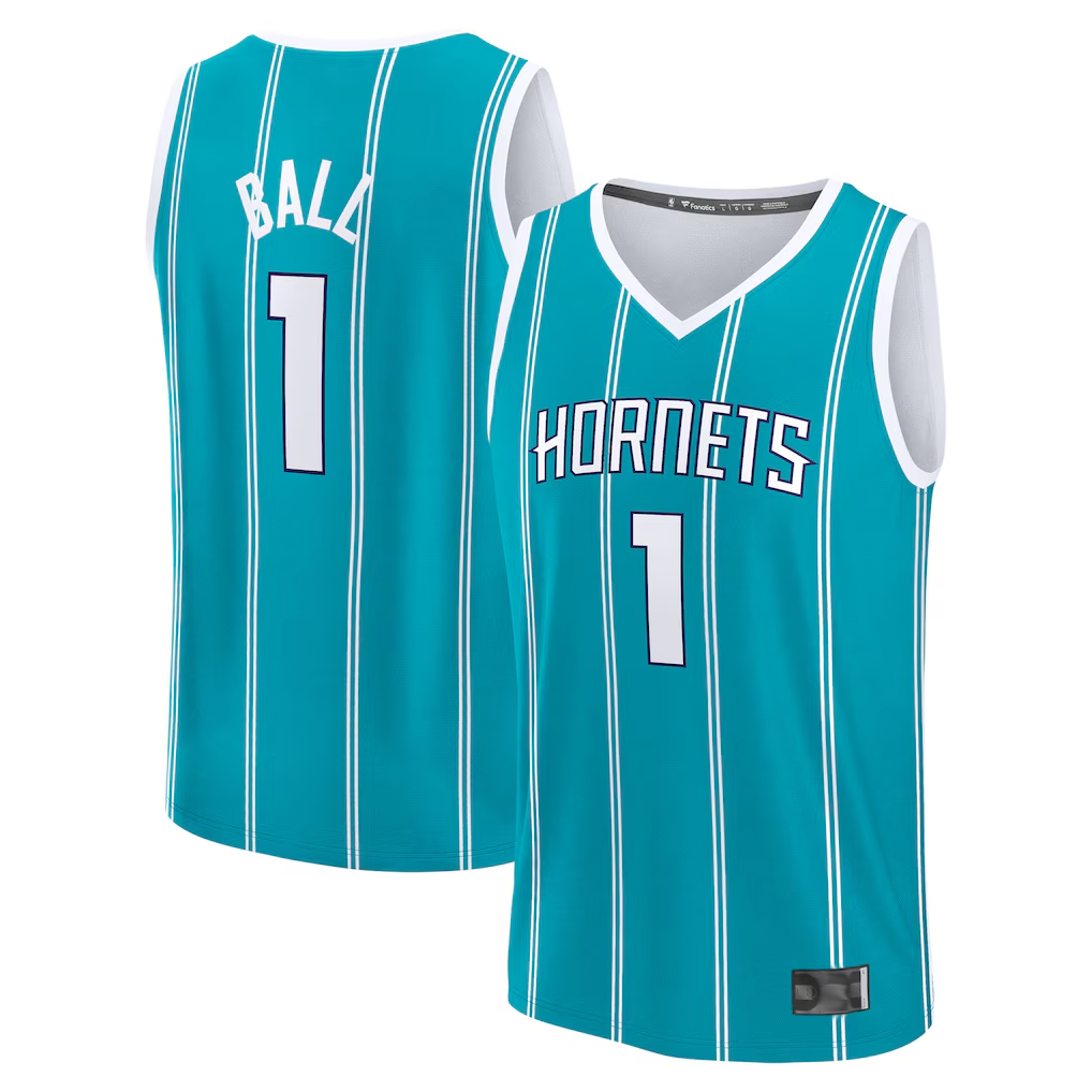 Rebec C.Hornets #1 LaMelo Ball  Teal Fast Break Replica Player Jerseys - Icon Edition