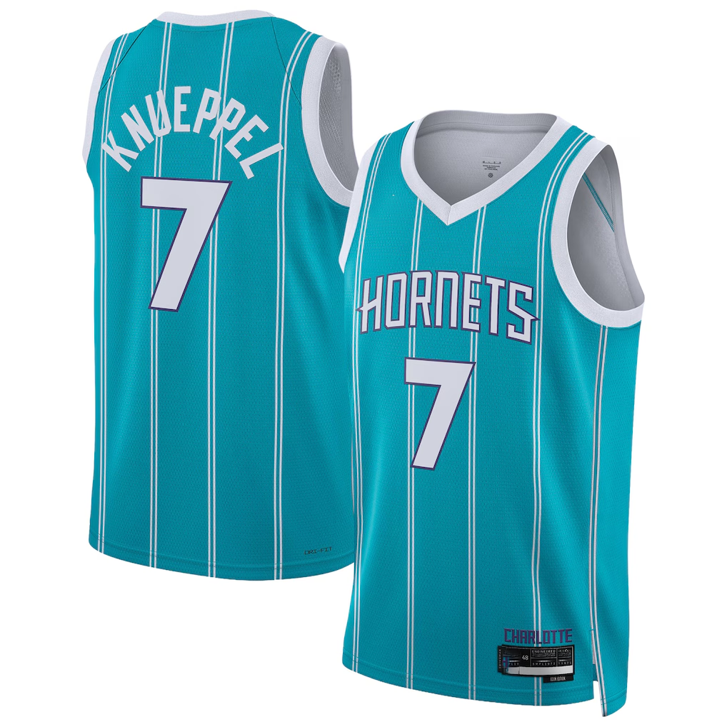 Rebec C.Hornets #7 Kon Knueppel  Teal Swingman Jerseys - Icon Edition