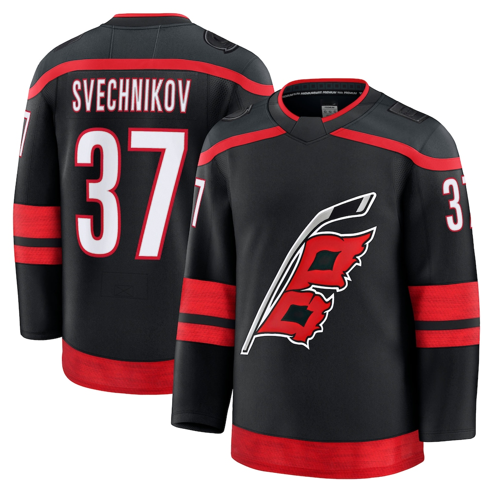 Rebec C.Hurricanes #37 Andrei Svechnikov Black Home Premium Stitched Jerseys