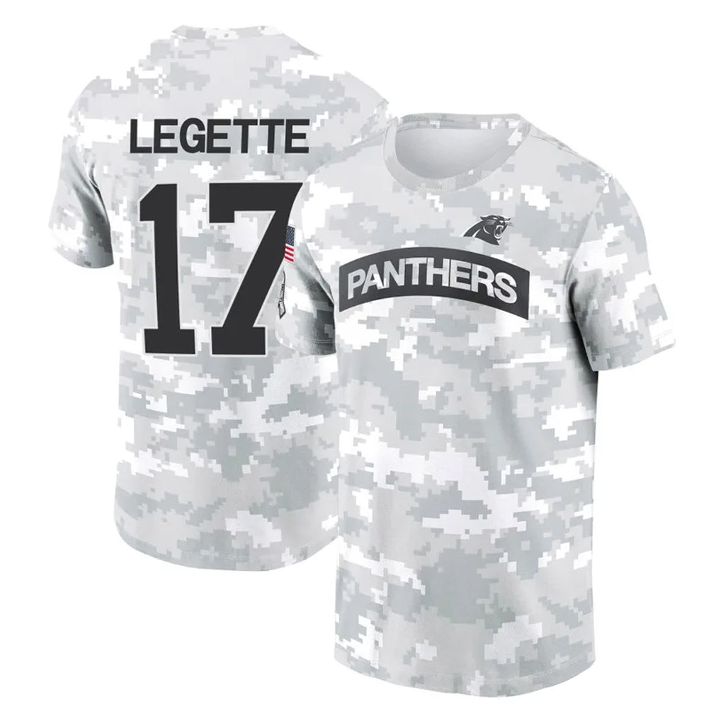 Rebec C.Panthers #17 Xavier Legette Player Arctic Camo Salute to Service T-Shirt Hoodies Stitched Jerseys