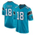 Rebec C.Panthers #18 Jalen Coker Player Blue Game Stitched Jerseys