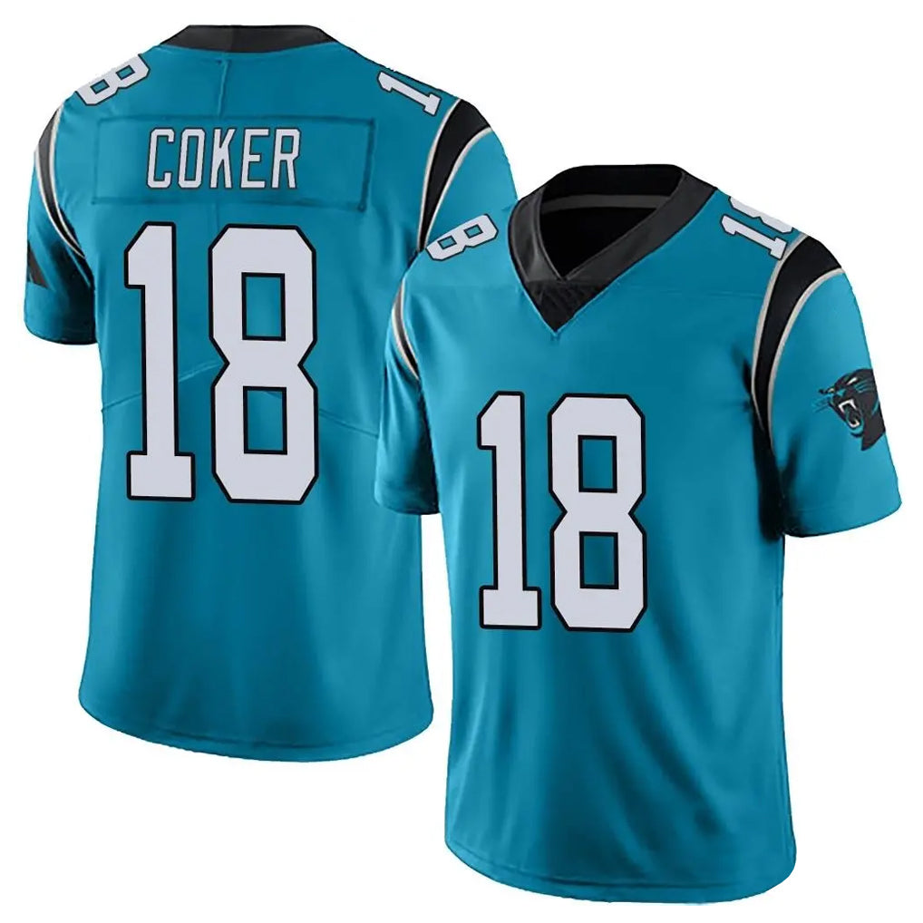 Rebec C.Panthers #18 Jalen Coker Player Blue Vapor Untouchable Limited Game Stitched Jerseys